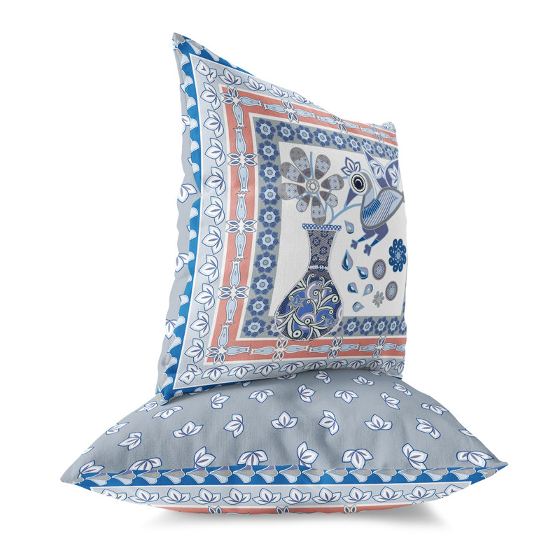 Housse et insert de coussin décoratif en polyester, 16 po x 16 po, Bleu