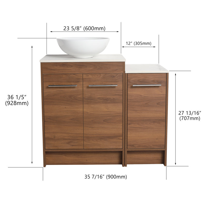 Meuble-lavabo simple 35,46 po avec comptoir en céramique