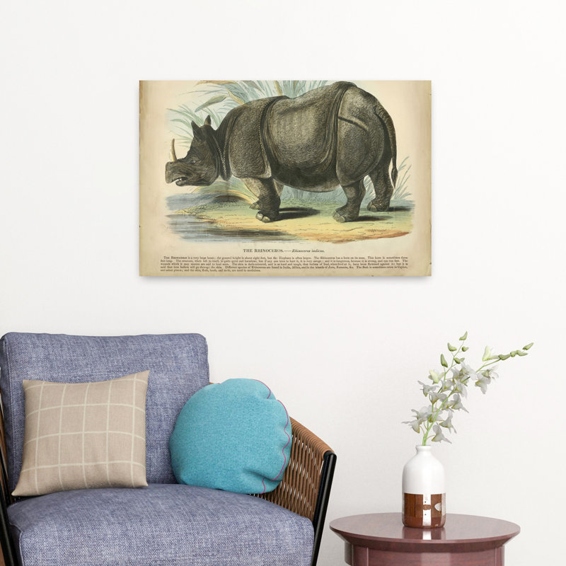 Rhino - reproduction d'art sur nature, H 16 po x l 24 po
