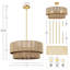 Lustre tambour 21 lumières à 2 niveaux tissé à la main à 2 niveaux avec hauteur réglable et finition laiton 21 pouces