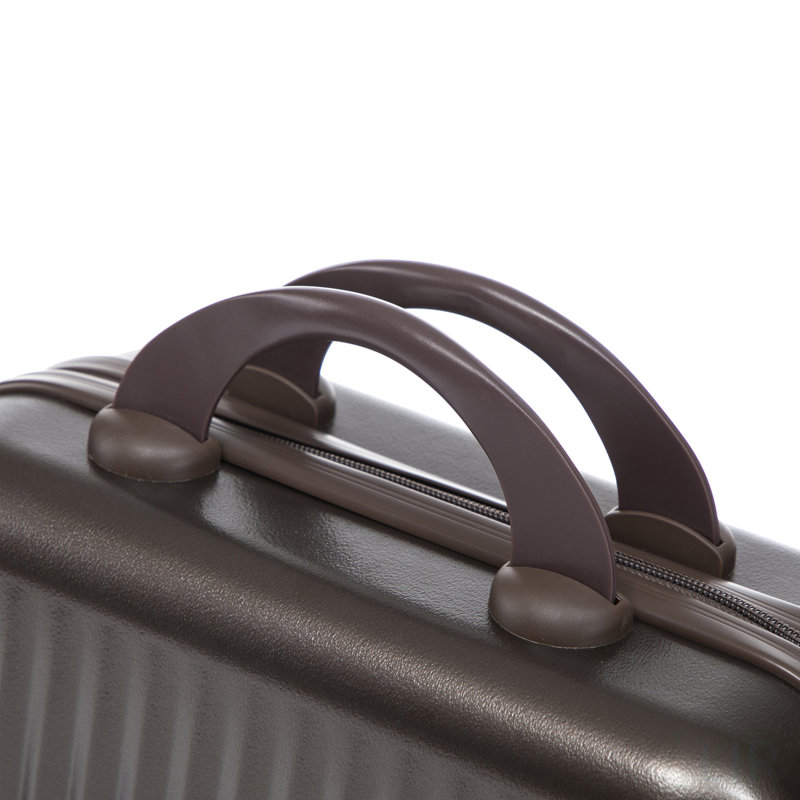 14 "/ 20" 2 pièces / ensemble dans un bagage à roulettes en ABS, avec serrure à combinaison et ouverture avant, étui à cosmétiques 14 "(brun)