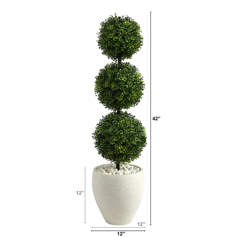 42'' Faux Boxwood Topiary in Clay Planter
