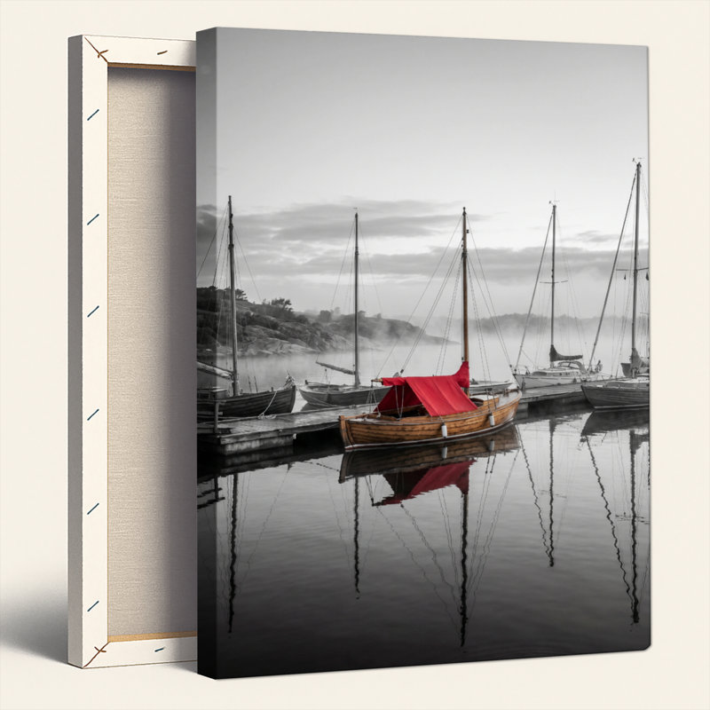 Bateau rouge, reproduction d'art sur toile, ensemble de 1, Wrapped Canvas, H 24 po x l 18 po