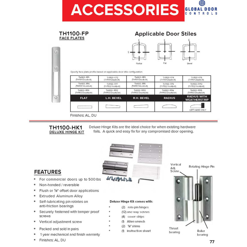 Ensemble de charnières Duronodic Deluxe pour porte de magasin, Duranodic