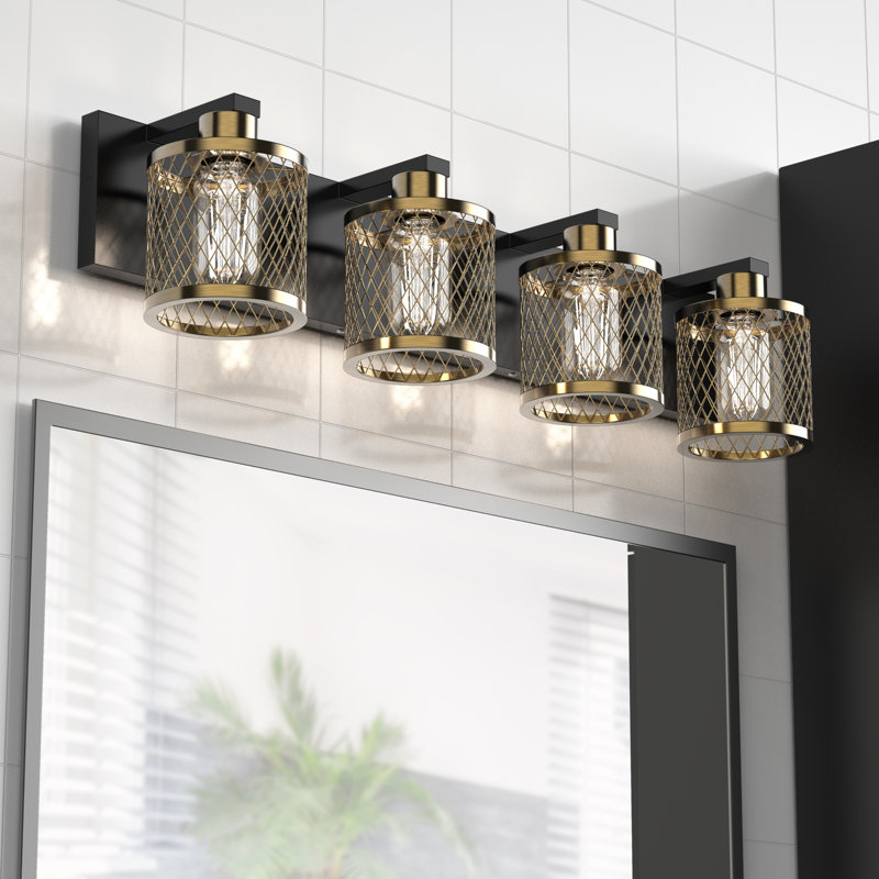 Éclairage pour meuble-lavabo à 4 lumières à intensité variable Koch, Bronze brossé
