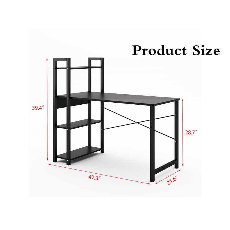 Computer Desk With 4 Tier Shelves
