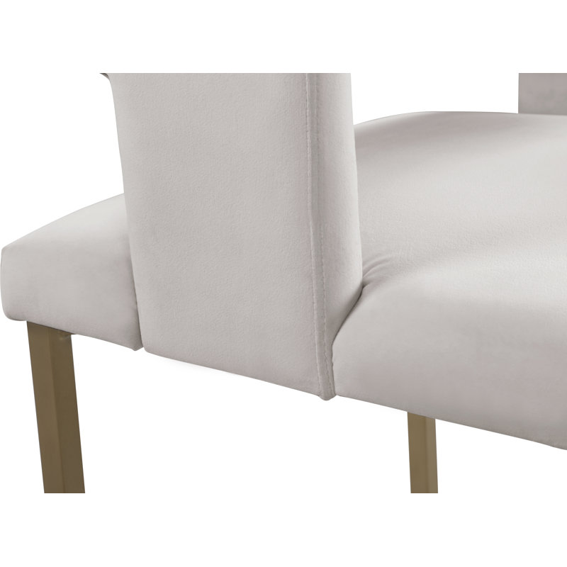 Fauteuil en velours Caleb, Velours crème, Or brossé