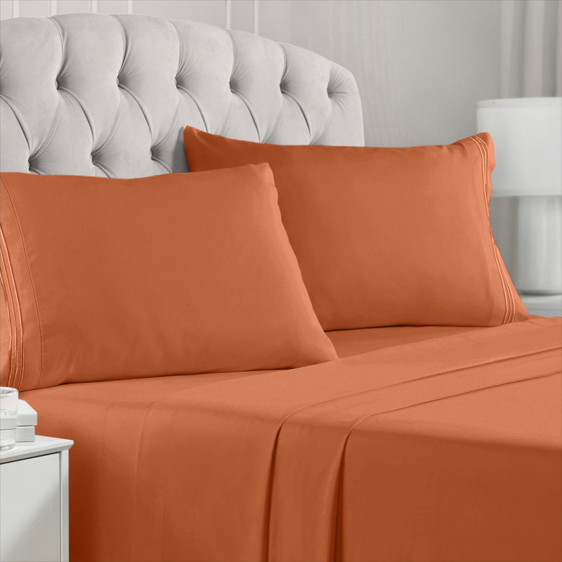 Mellanni 1800 Bed Sheets Queen Terracotta, Queen Sheet Set, Terracotta