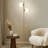 Sphere 65 in. Modern LED Energy-Efficient Floor Lamp in Brass Finish with 2 Glass Globe Shades