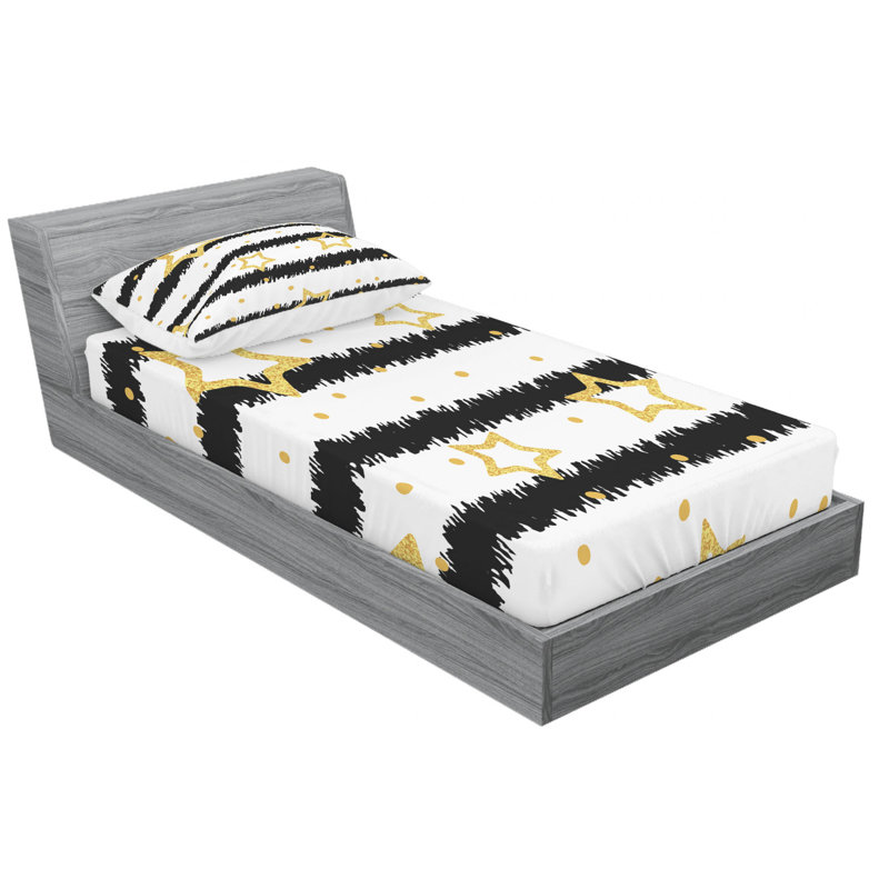 Microfiber Striped Sheet Set, Twin Sheet Set + Fitted Sheet + 1 Pillowcase