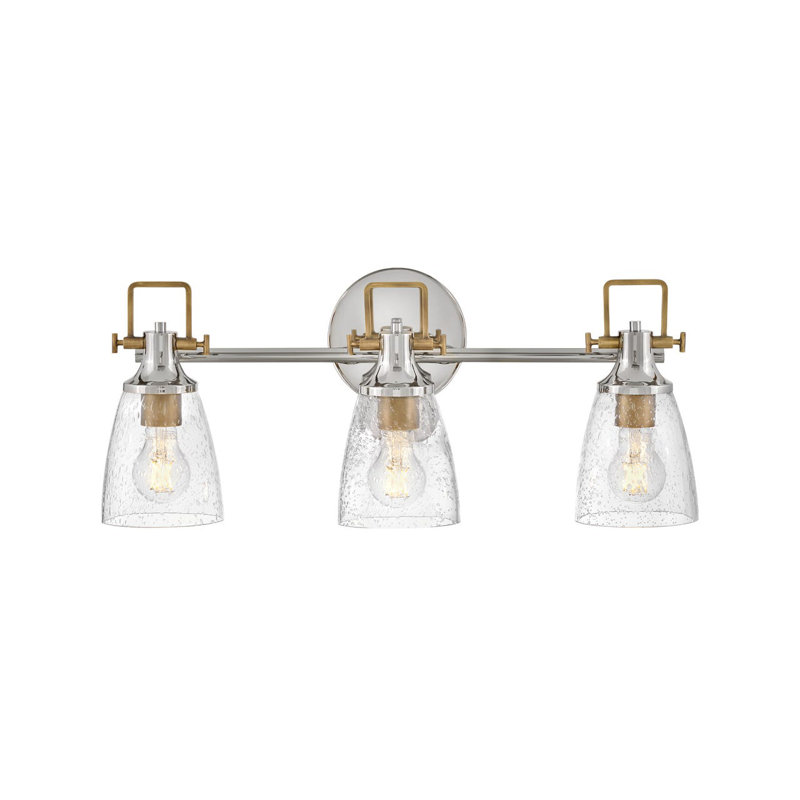 Easton Three-Light Bath Vanity Fixture w/ Clear Seedy Glass Shades