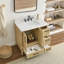 Meuble-lavabo de 42 po Runfine Lawford au fini bouleau cannelé avec comptoir en pierre blanche Carrara-776527285