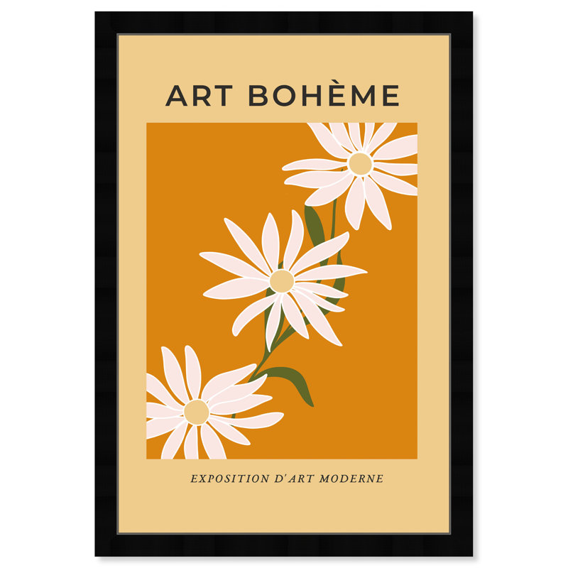 French French Daisy par Oliver Gal - cadre photo avec art graphique sur papier, H 32 po x l 22 po, Papier avec cadre noir