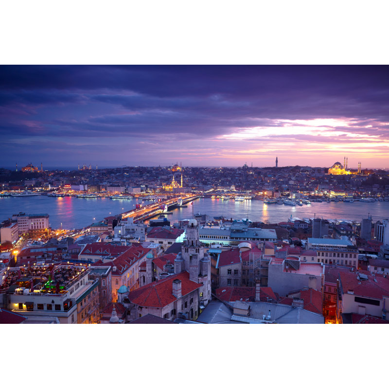 Istanbul Sunset Panorama by Silverjohn - Wrapped Canvas Print, 30cm H x 46cm W