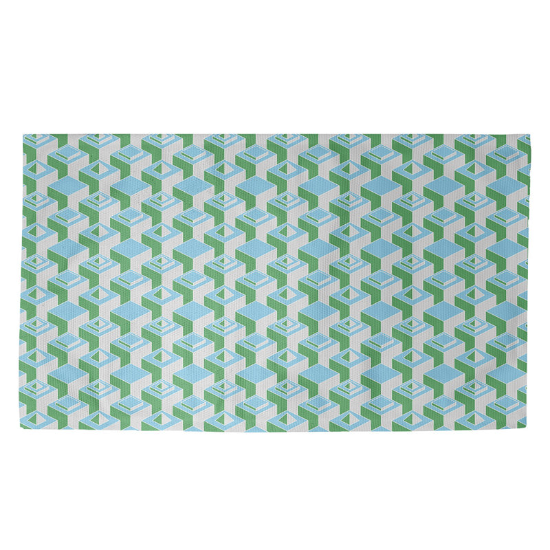 Tapis vert menthe Skyscrapers, Rectangle 5 pi x 7 pi