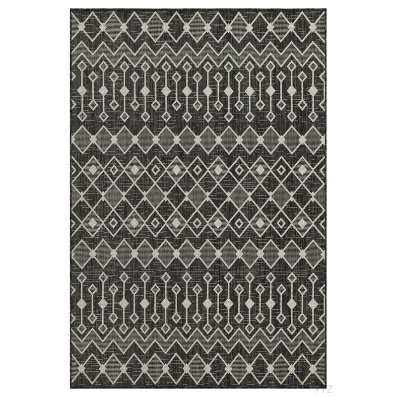 Sunshine GC_HAR2020 Anthracite 2 Ft. 7 In. X 7 Ft. 3 In. Indoor/Outdoor Area Rug, Runner 2'7" x 7'3"