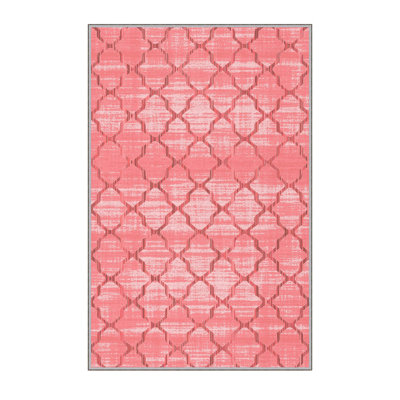 Stylish Woven Carpet, 5.6 x 7.5 Feet, 100% Polyester, 0.3 in Pile Height | Antibacterial, Non-Slip PVC Felt Dot Underside, Machine Washable | 3D Digital Printing, Durable & Easy to Maintain - Perfect for Any Room