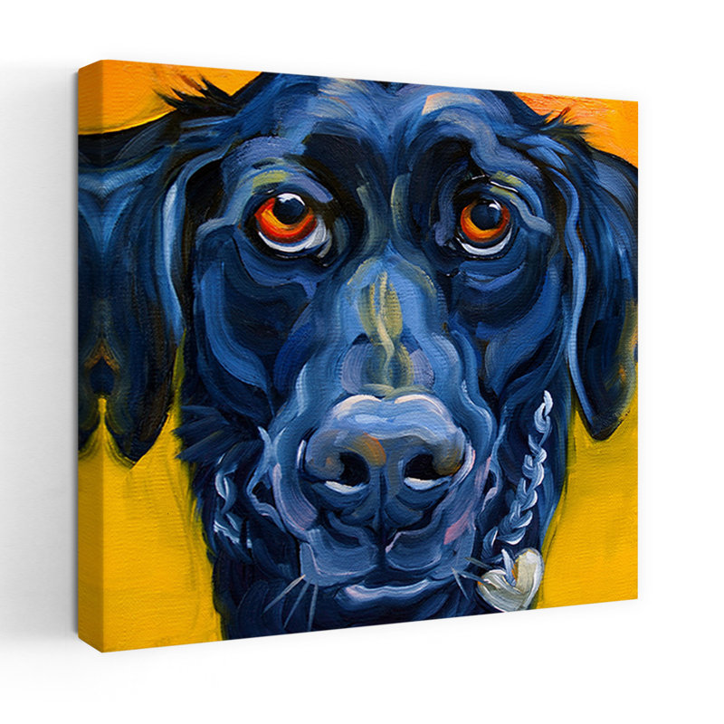 Art de chien noir contemporain, H 18 po x l 18 po