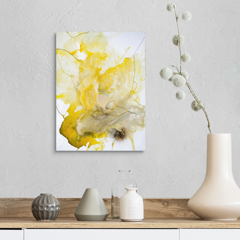 " Yellow Line " Painting Print, 16" H x 12" W x 1.25" D, Wrapped Canvas