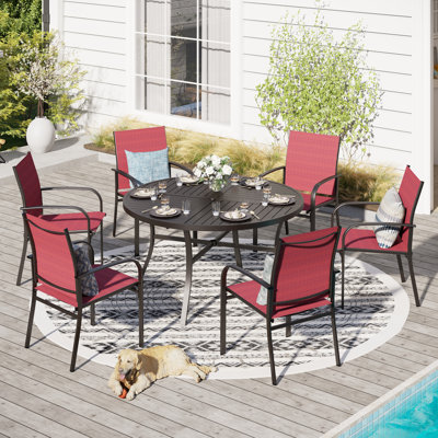 Sutiya 6-Person Patio Dining Set with Round Table