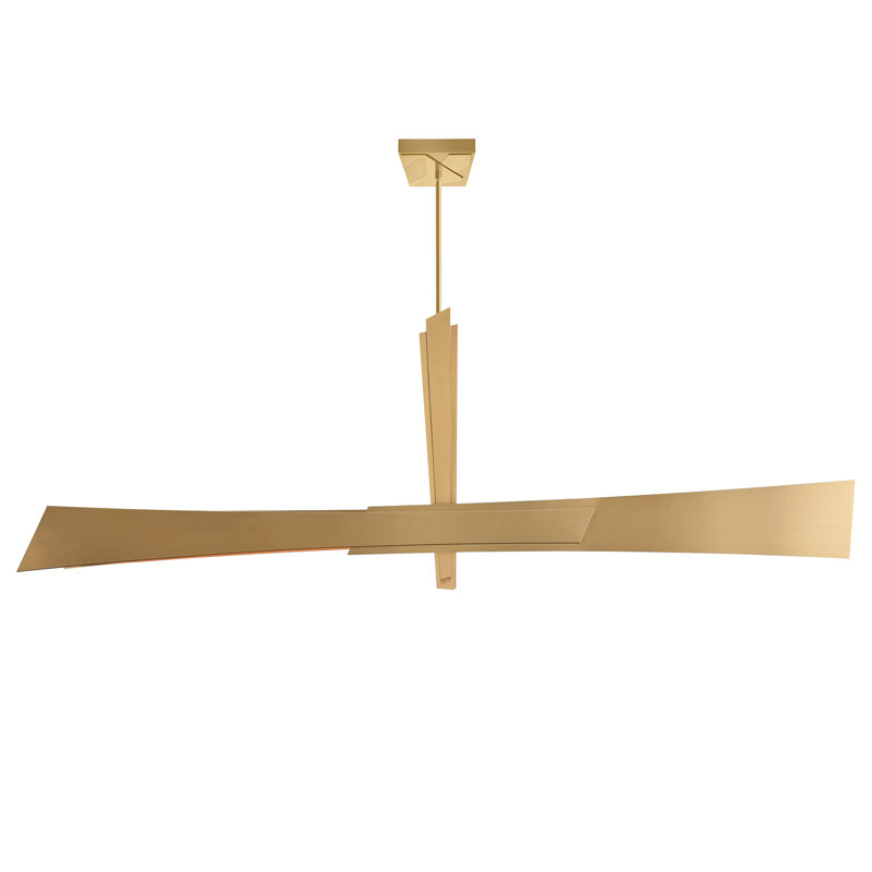 Lustre intégré 72 pouces à DEL - Luminaire suspendu moderne en laiton avec température de couleur réglable, Laiton
