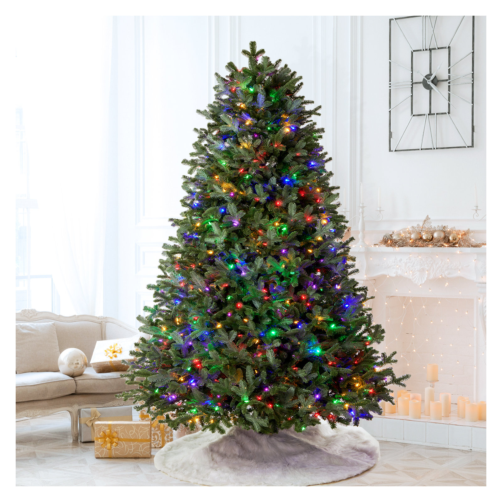Pre-lit Fraser Fir Christmas Tree, 7.5'