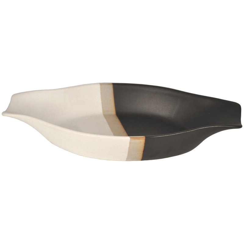 Ebern Designs Ehme Ceramic Tart Pan, Beige/Wenge