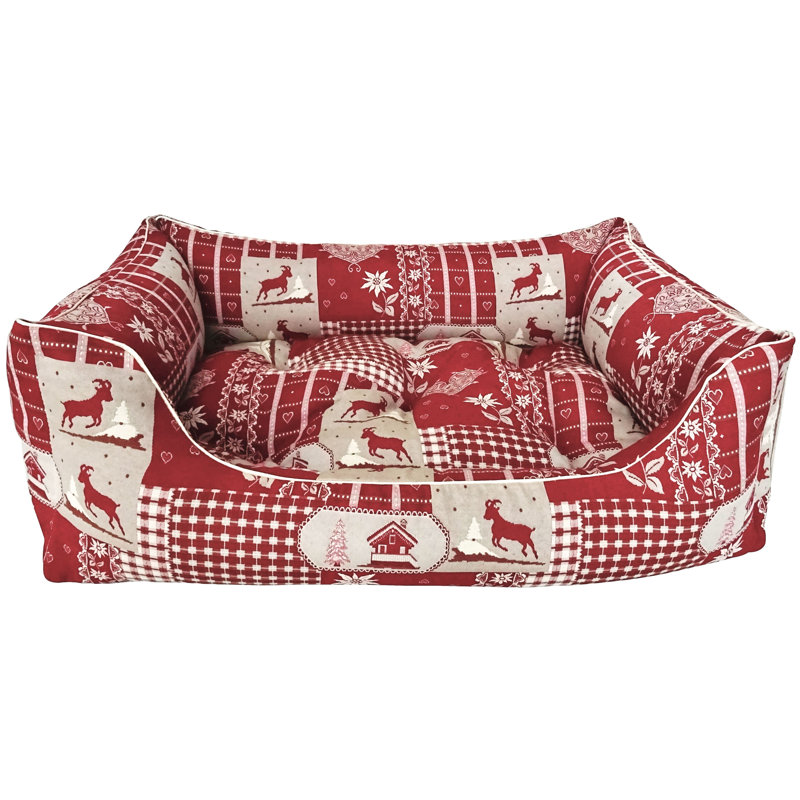 Orthopedic Polyester Pet Bed, Red, Large (90cm W x 60cm D x 30cm H)
