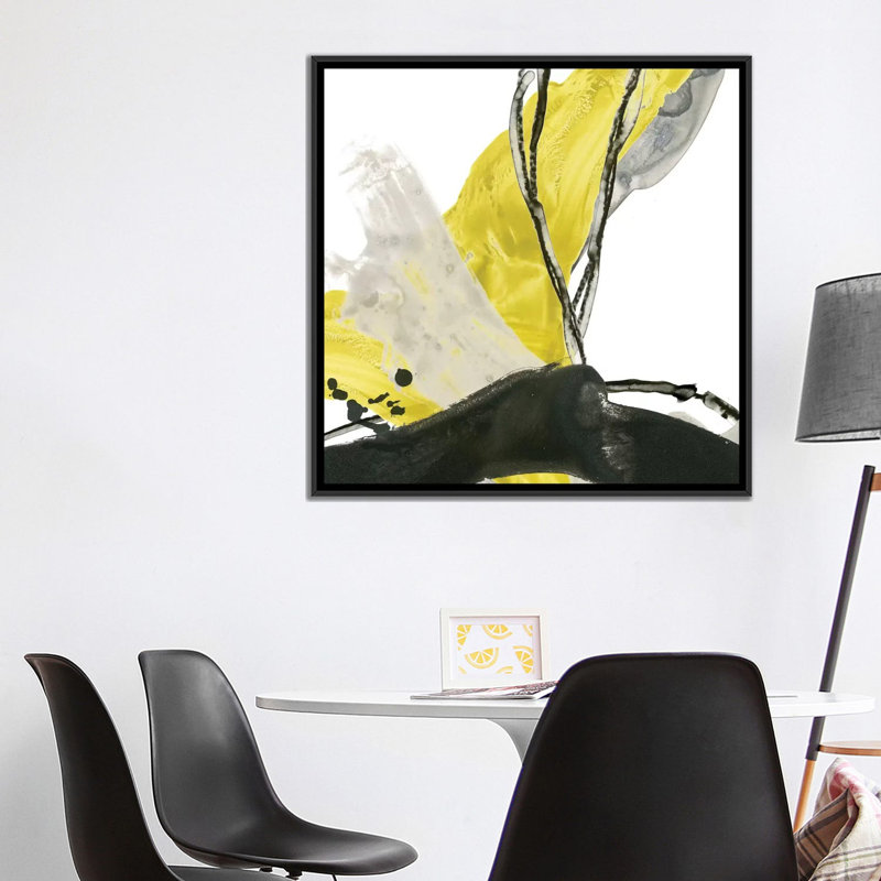 «Citron Flux III», impression sur toile, H 18 po x l 18 po x P 1,5 po, Toile avec cadre flottant noir, Pas de tapis