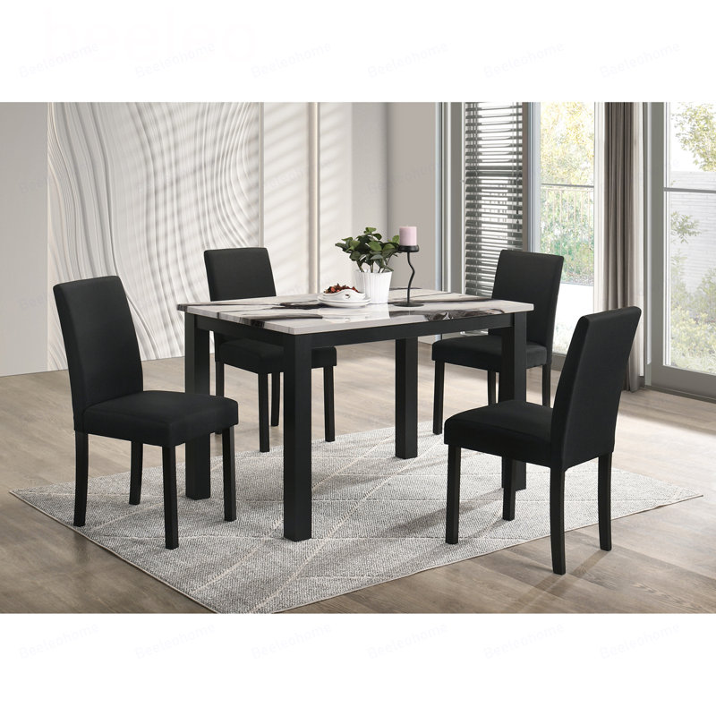 Table de salle à manger en faux marbre avec plateau rectangulaire