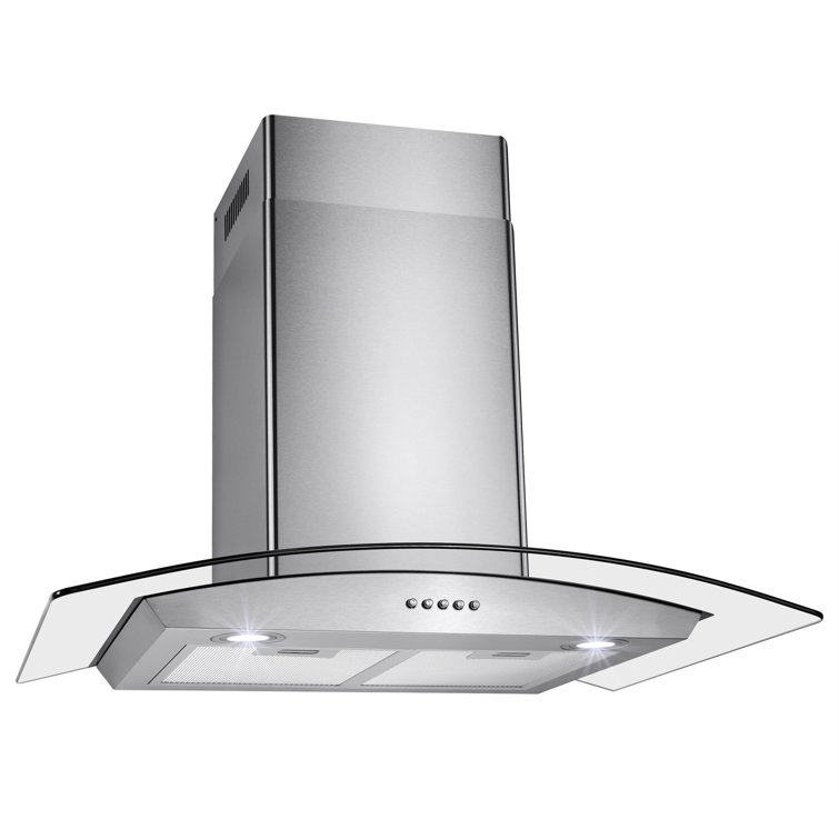 Tieasy Wall Mount Range Hood 30 inch with Ducted/Ductless Convertible Duct,  Stainless Steel Chimney-Style Over Stove Vent Hood with LED Light, 3 Speed