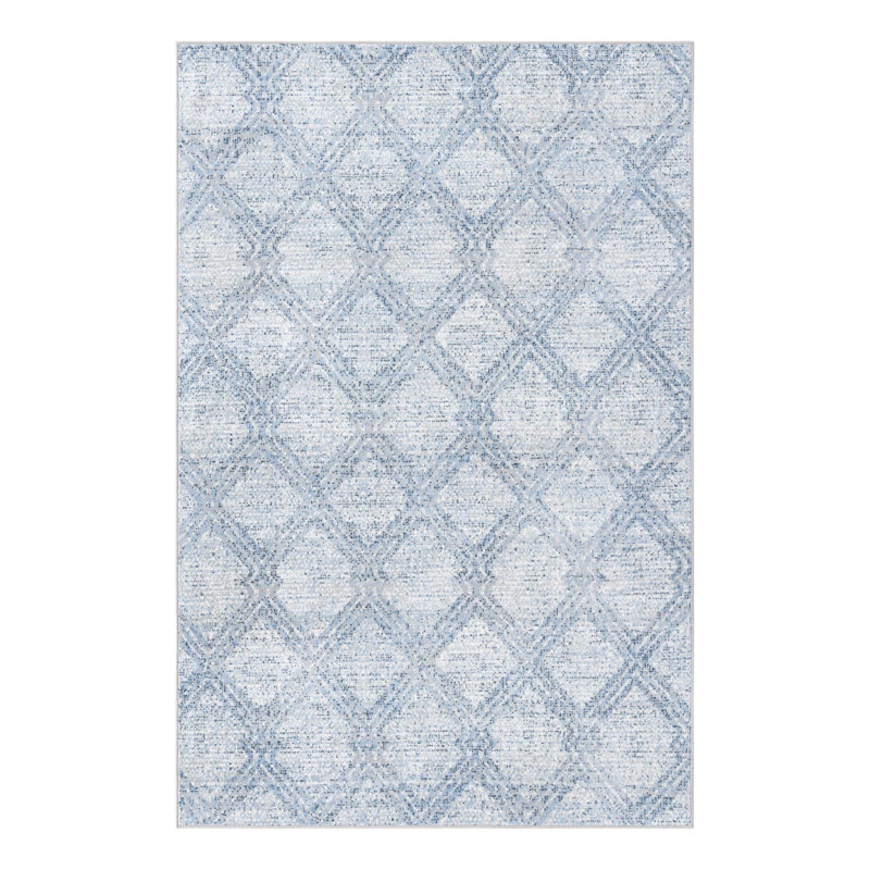 Tapis Langley Street® Modern Trellis Massie, Rectangle 6 pi 1 po x 9 pi, Bleu clair