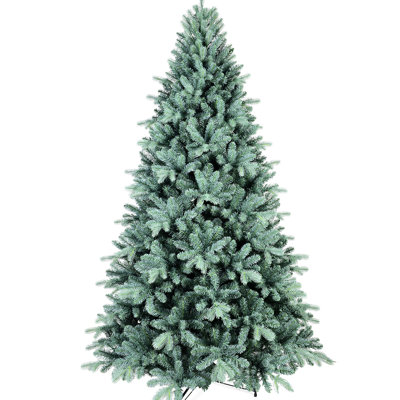 Arbre teinté bleu 9 pi, 3268 pointes, conception à charnières pour un assemblage rapide, arbre de Noël sur pied avec teinte, aspect naturel, installation, métal sécurisé