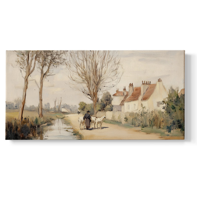 Paysage, série CLCL-XXVV, toile tendue avec châssis, prête à être accrochée, H 25 po x l 49 po, Doré