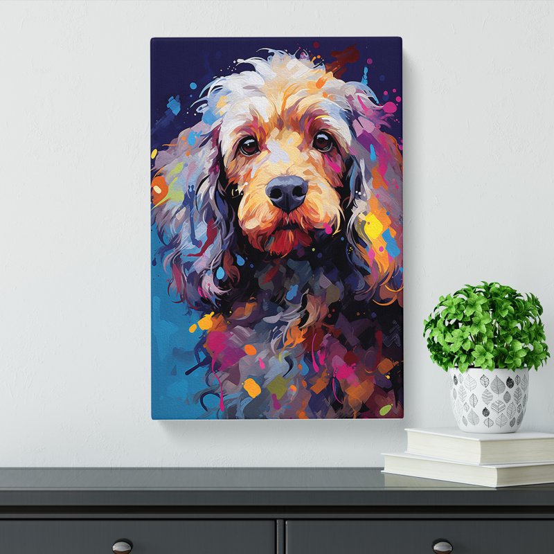 Cockapoo Gestural No.3 - No Frame Art Prints - Wrapped Canvas, 50cm H x 35cm W x 3cm D
