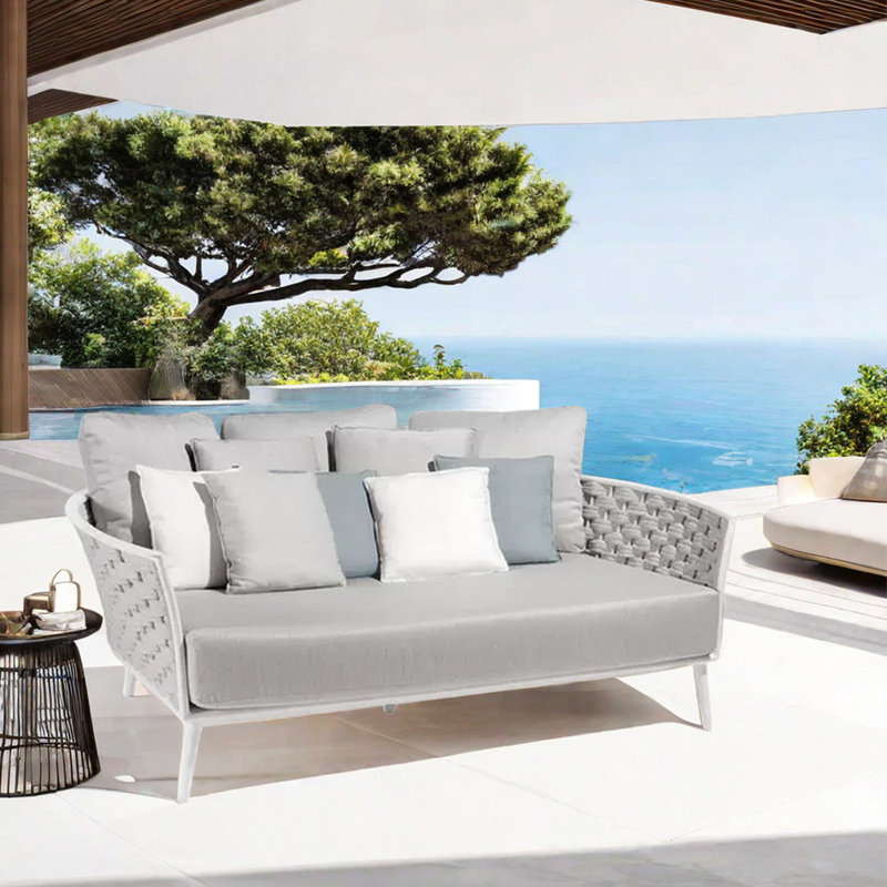 70.87'' Wide Rectangle Patio Daybed with Cushions, Light Gray, Light Gray