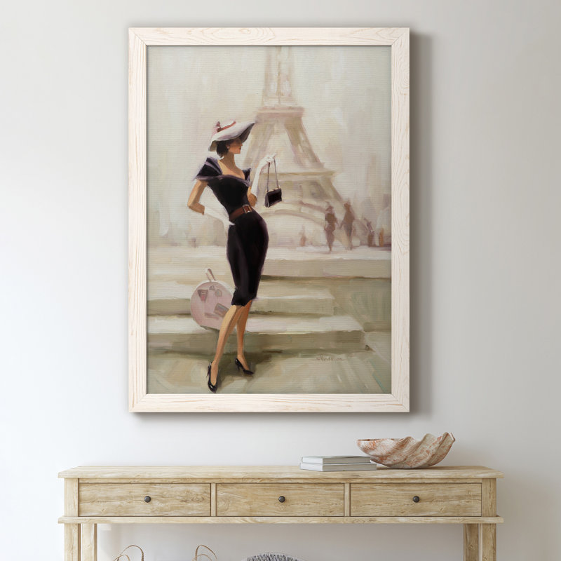 «Love, From Paris», peinture sur toile encadrée, H 31,5 po x l 23,5 po x P 1,5 po, Cadre blanc
