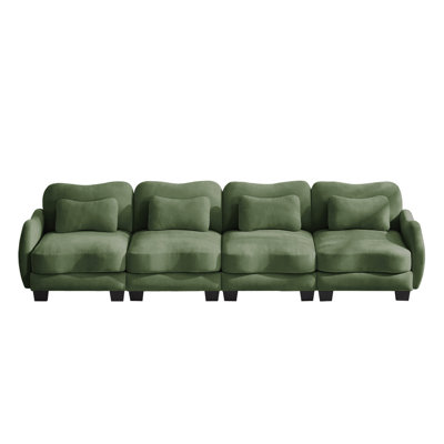 Oversize Chenille Supportive 4-Seater Sofa , With 4 Exquisite Waist Pillows,  Ergonomic Curved Design, Easy to Assemble Modular Couch for Living Room Office
