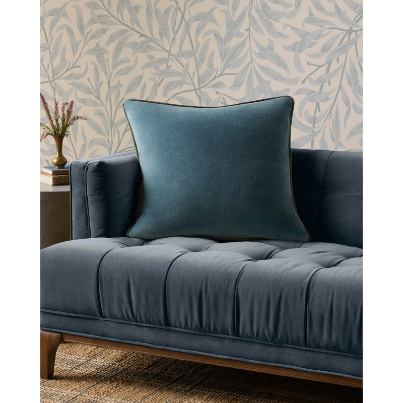 Coussin réversible Chris Loves Julia x Loloi, H 22 po x l 22 po, Bleu, Housse de coussin seulement - sans coussin