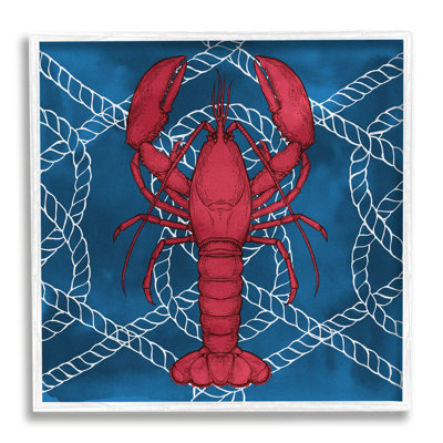 «Red Lobster Outline Rope Motif Ocean Life», estampe numérique texturée par Ziwei Li