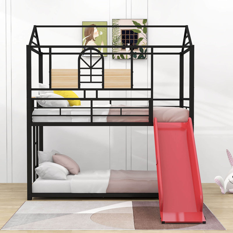Landover Kids Twin Over Twin Bunk Bed, Red