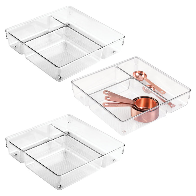 3-Section Plastic Drawer Organizer - Storage and Organization for Kitchen, Bathroom, and Desk Drawers