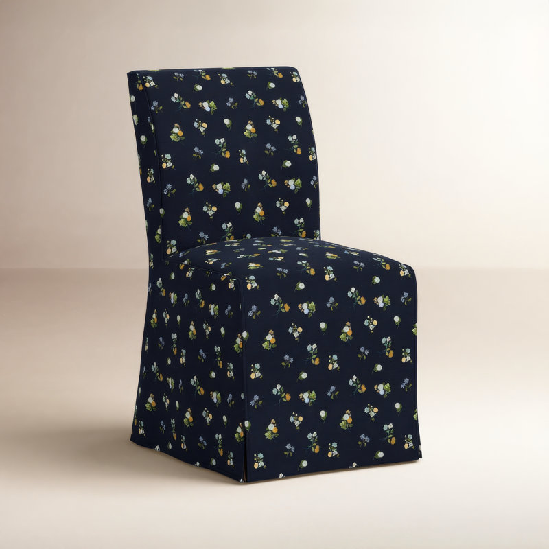 Frances Slipcover Dining Chair In Ditsy Dahlia Navy, Ditsy Dahlia Navy