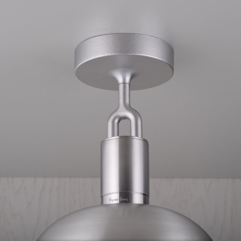 Plafond fourchu / Abat-jour / Globe / Opale, H 8,07 po x l 13,38 po x P 13,38 po, Acier / fumé