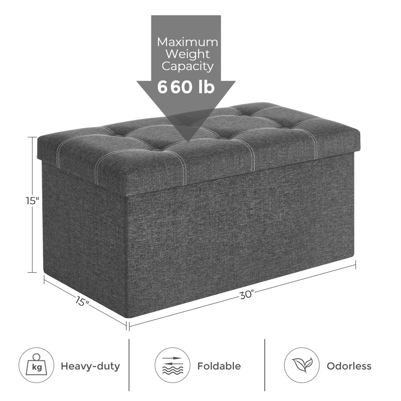 Ottoman Storage Bench, Dark Gray
