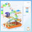 Habitat gerbille orange à 5 niveaux avec tubes, tunnels, poignée portative, plat de nourriture, bouteille d'eau, roue d'exercice pour petits hamsters et animaux en cage