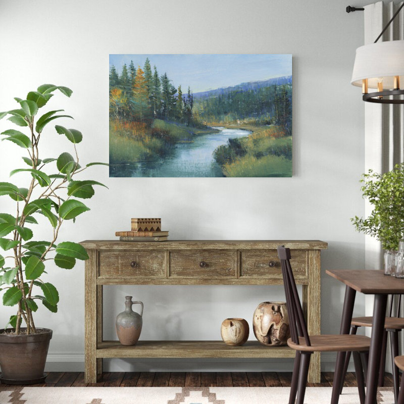 «Trout Stream I» par Timothy O 'Toole - peinture sur toile tendue, H 32 po x l 48 po, Toile tendue, Non
