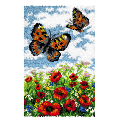 Meadow with Butterflies Summer Latch Hook Rug Kit by Orchidea 4252