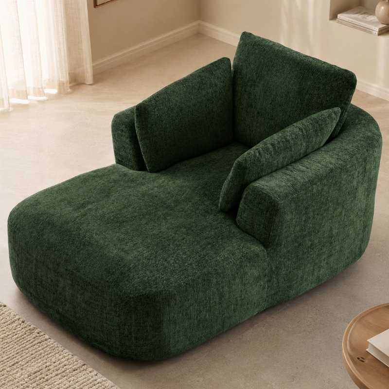 Upholstered Chaise Lounge, Green