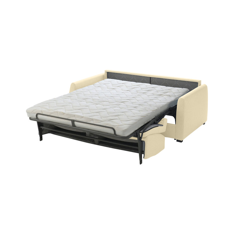 Canapé-lit à accoudoirs arrondis de qualité supérieure en tissu 80 po Mirabelle, Tissu crème DuraTex Performance